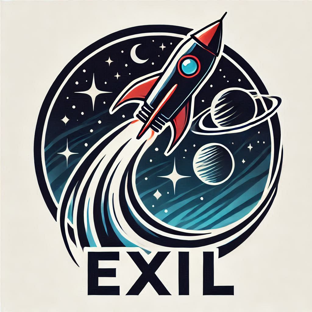 EXIL illustrated rocket logo